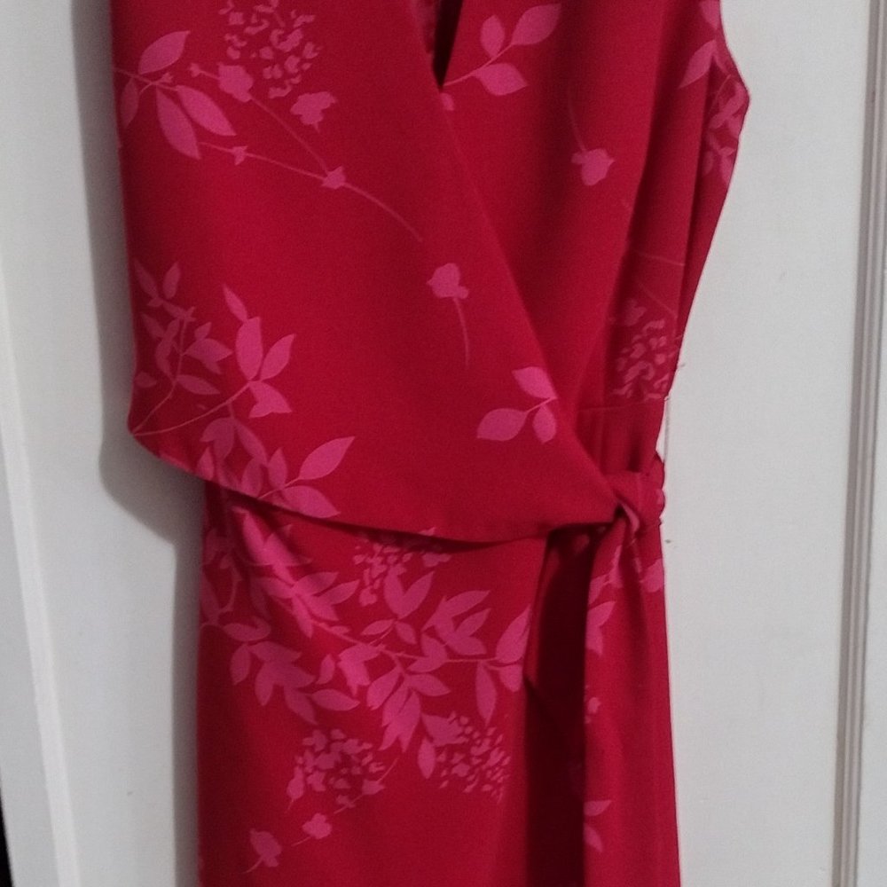 VINTAGE Jones New York Red Pink Kimono Wrap Night Out Dress